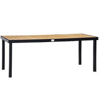 GARTENTISCH aus Aluminium 190x90x74 cm Naturholzoptik mit verstellbaren Fußpolstern - Naturfarben, Metall (190/90/74cm) - Modfu