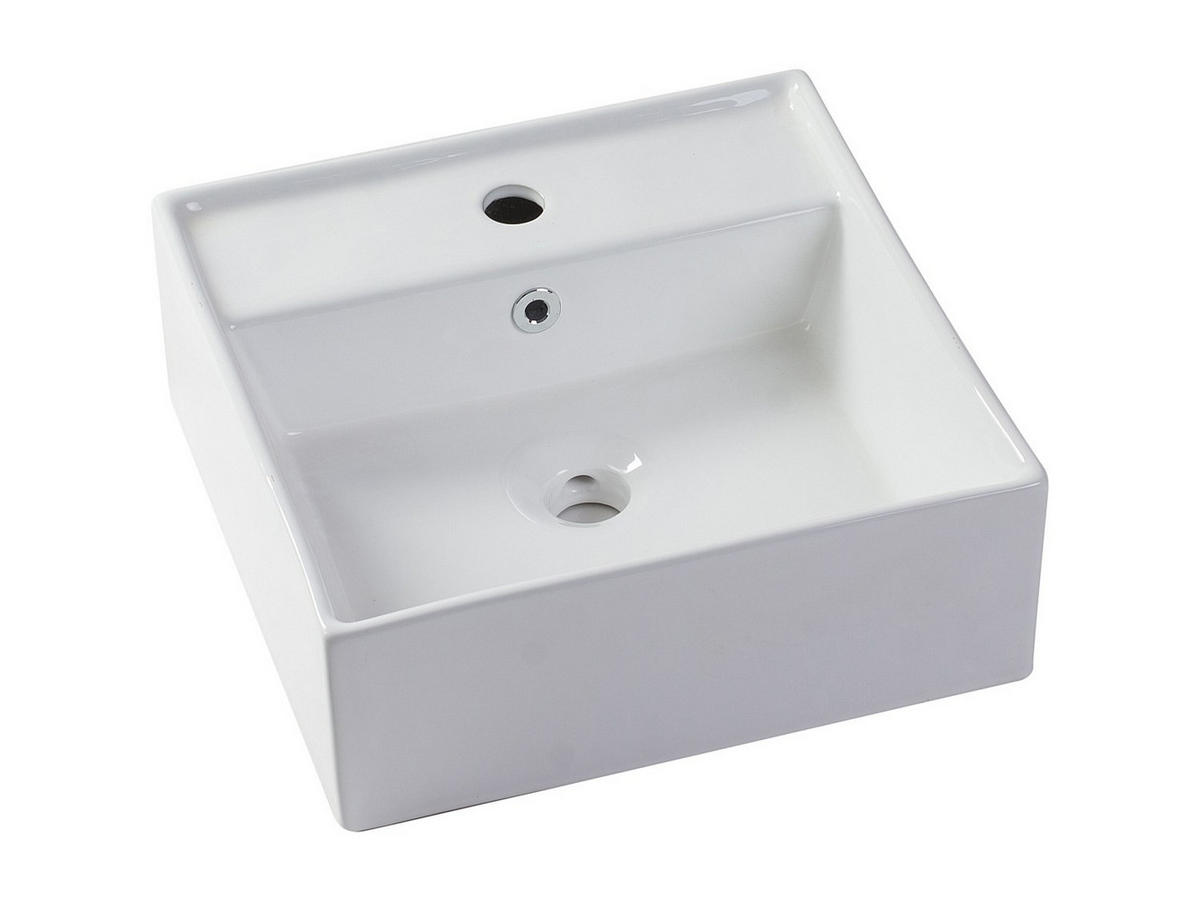 AUFSATZWASCHBECKEN viereckig - Keramik - 41 cm - Weiß - VERINI - Weiß, Keramik (41/15/41cm) - Vente-Unique