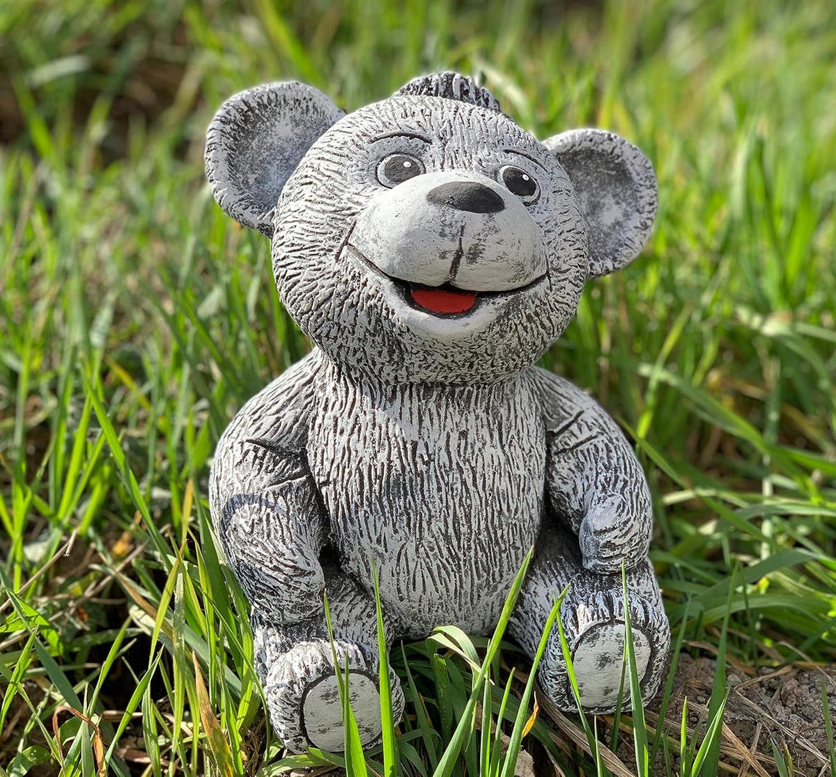 STEINFIGUR Teddy Bruno, Frostfest massiver Steinguss - Grau, Stein (15/20/15cm) - stoneandstyle