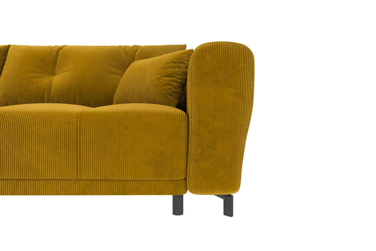 ECKSOFA Massimo Cordstoff Goldfarben inkl. Schlaffunktion Links - Goldfarben/Schwarz, Textil/Metall (246/177cm) - 99rooms