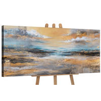 GEMÄLDE Goldene Brandung auf Keilrahmen 115x50 cm - Multicolor, Holz (115/50cm) - YS-art gallery