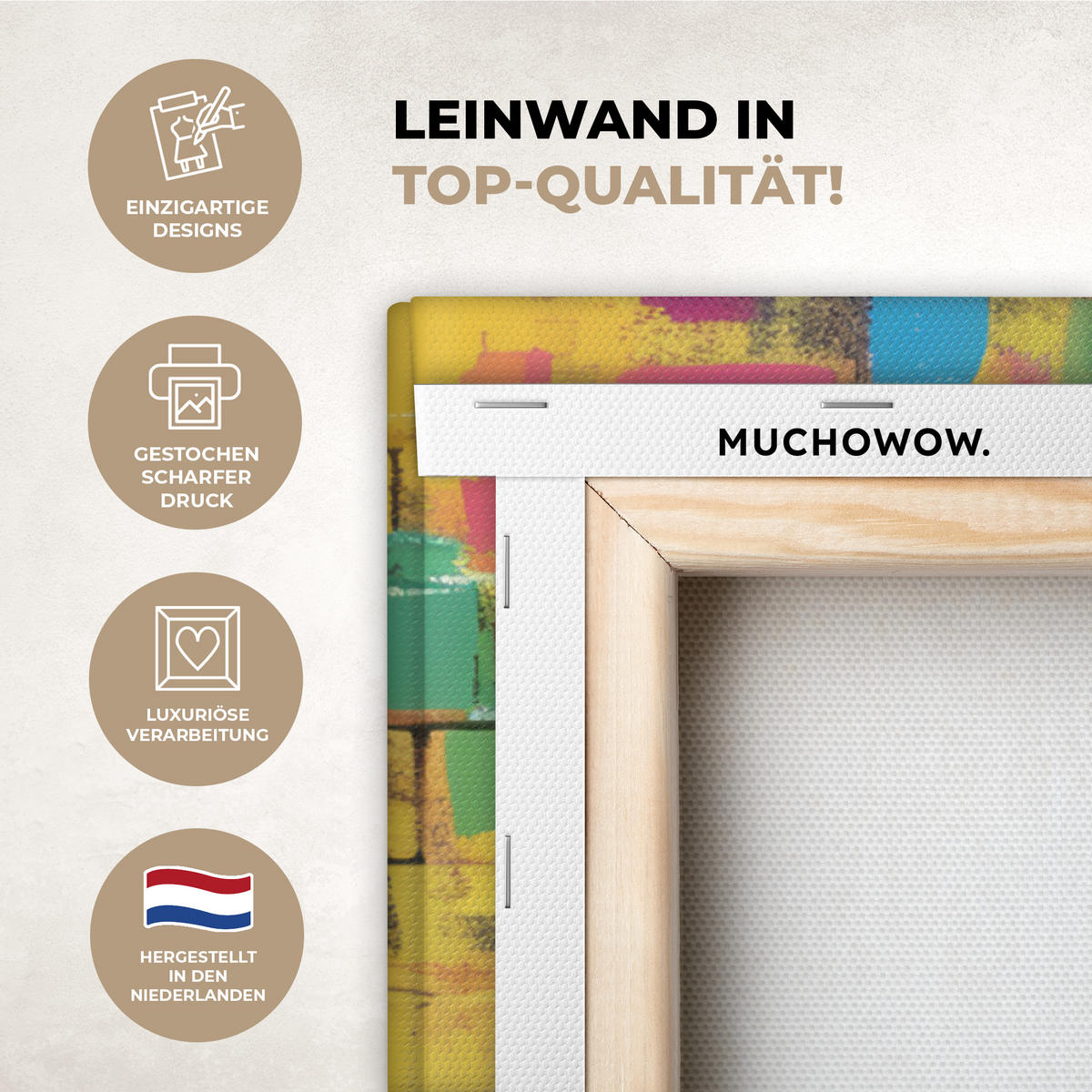 LEINWANDBILD Graffiti - Schimpanse - Straßenkunst - Kopfhörer - Affe Deko Groß 90x90 cm - Blau, Textil (90/90cm) - MuchoWow