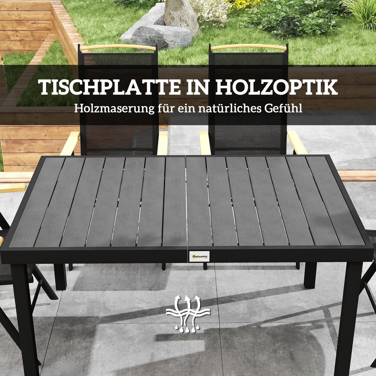 GARTENMÖBEL-SET Schwarz 140.0/90.0/74.0cm - Schwarz, Metall