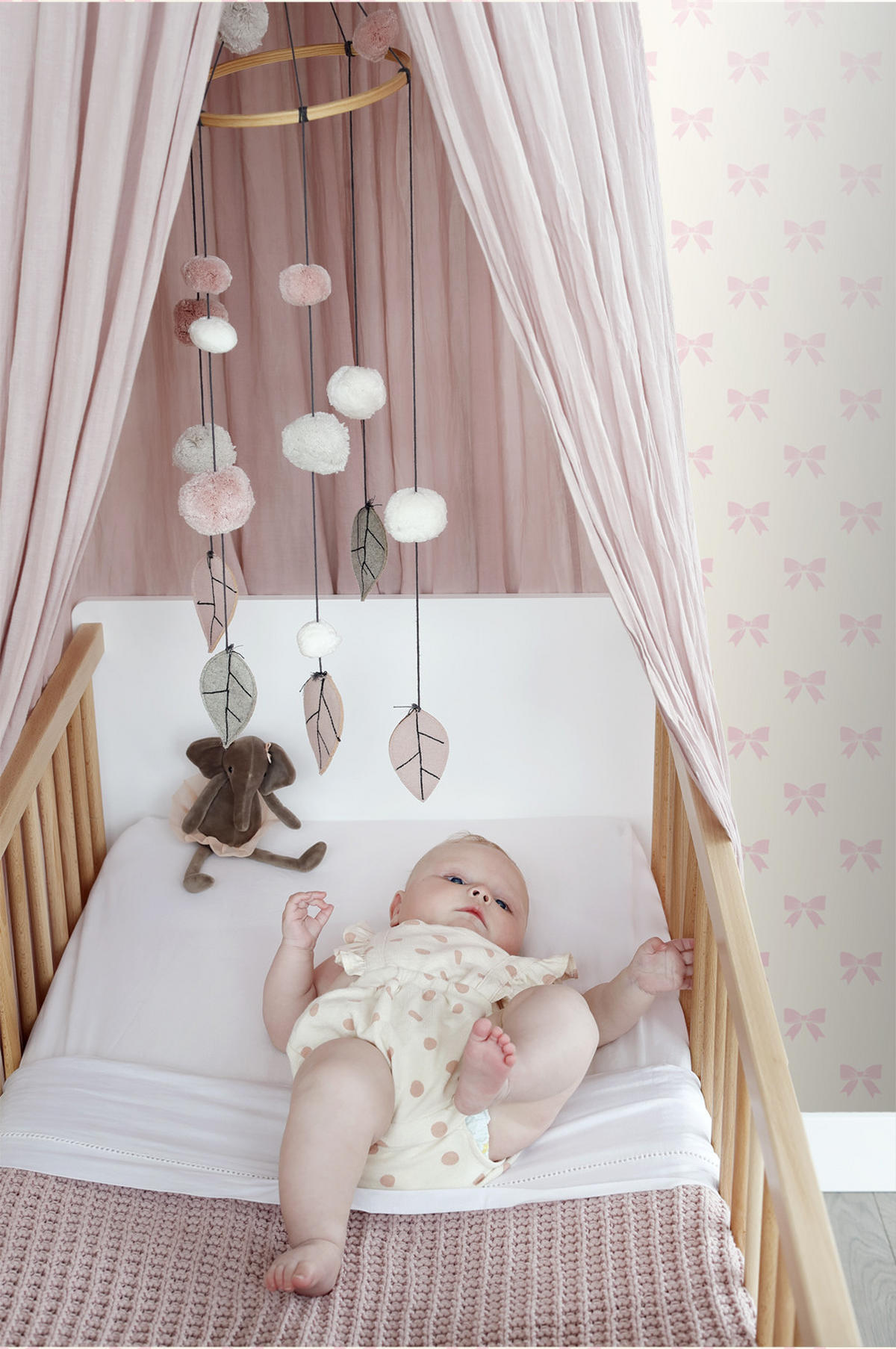 TAPETE kleine Schleifen 53 cm x 10.05 m - Weiß, Papier (53/0.1cm) - Origin Wallcoverings