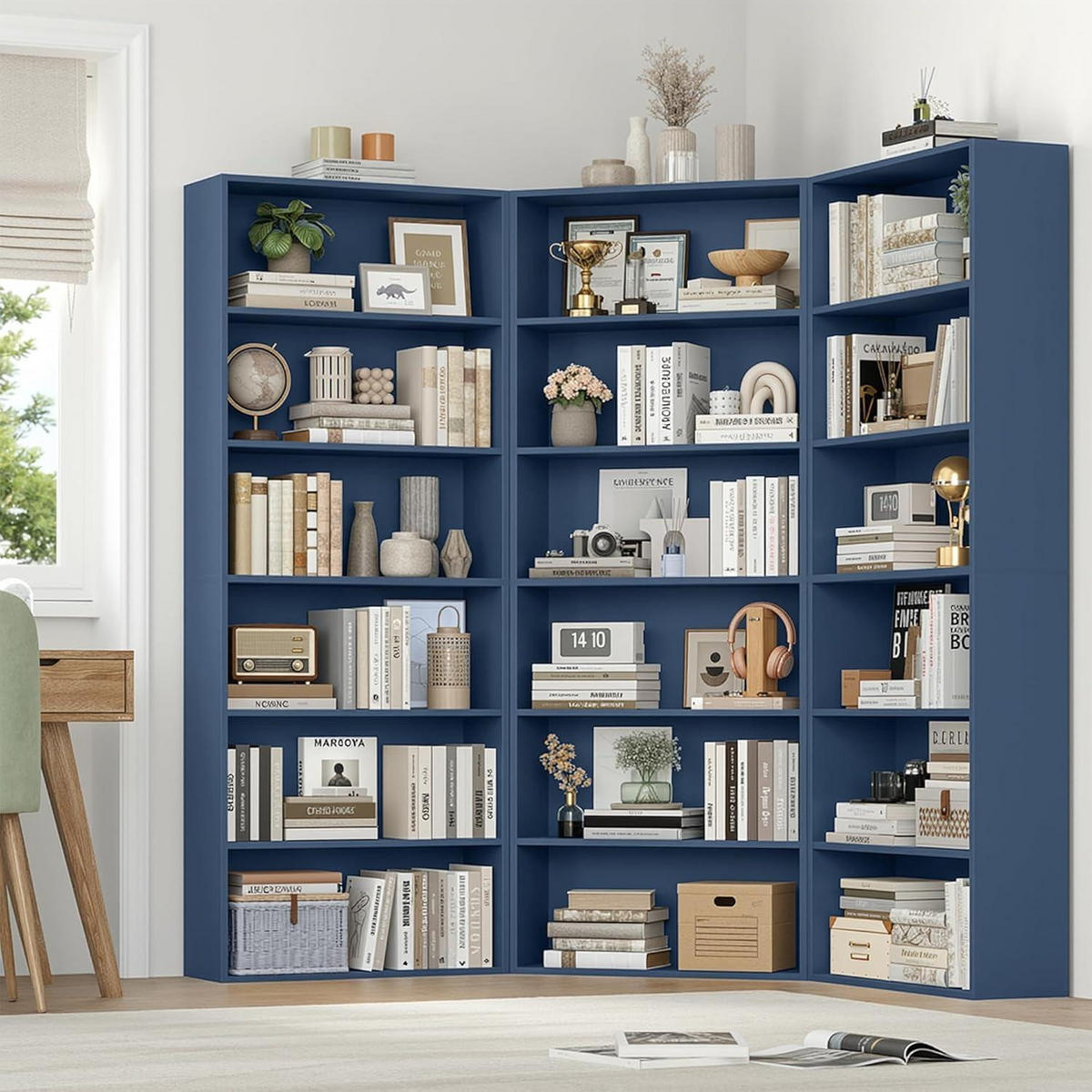 BÜCHERREGAL 6 Fächer 180 x 60 x 23,5 cm blau - Blau, Holzwerkstoff (60/180/23.5cm)
