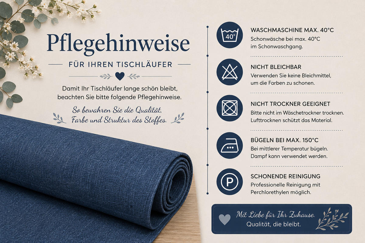 TISCHLÄUFER 40/100 cm Blau Leinenoptik - Blau, Textil (40/100cm) - TiborTex