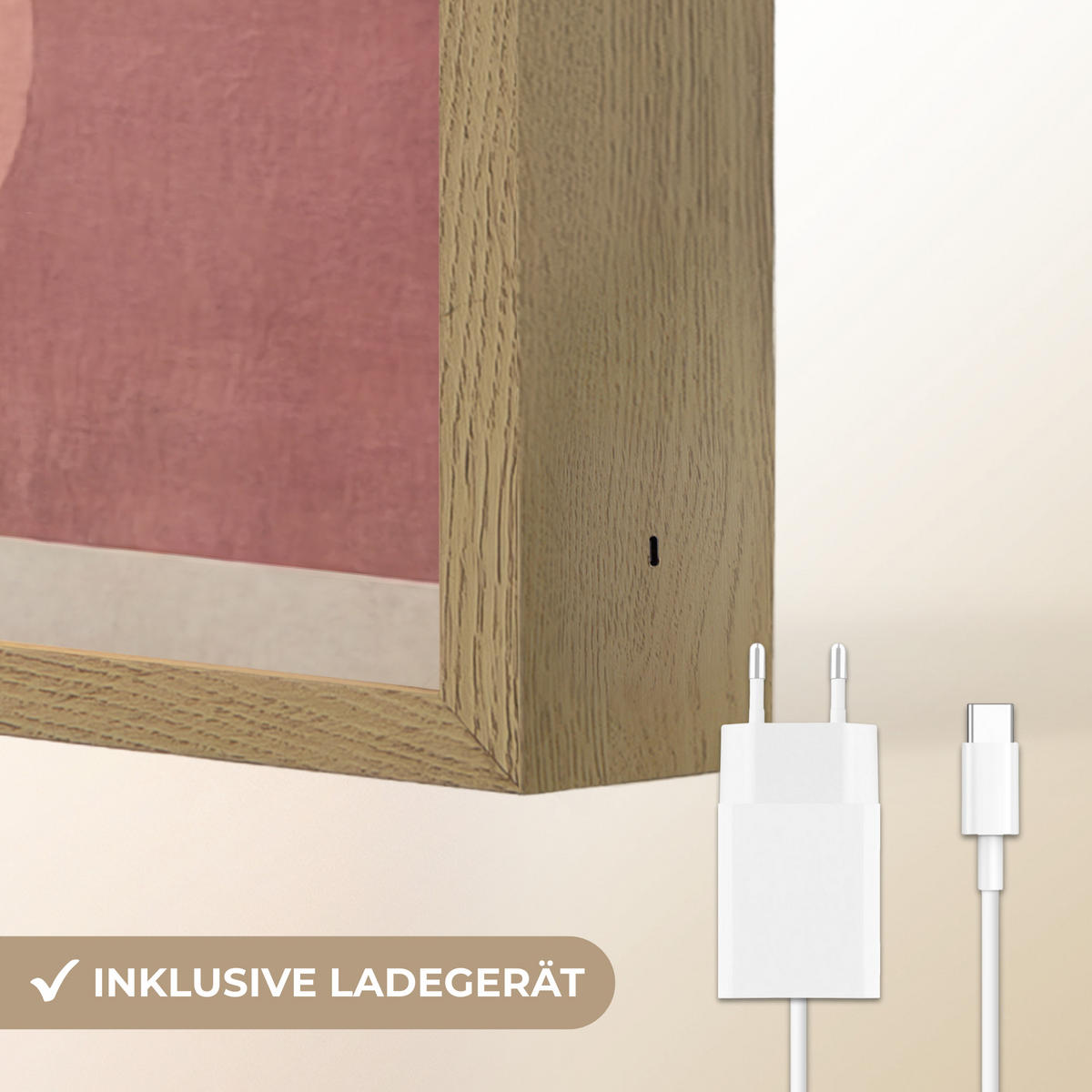 WANDLEUCHTE MIT AKKU Figuren - Abstrakt - Rosa 90x60 cm - Altrosa, Holzwerkstoff (90/60/8cm) - OnlyWow
