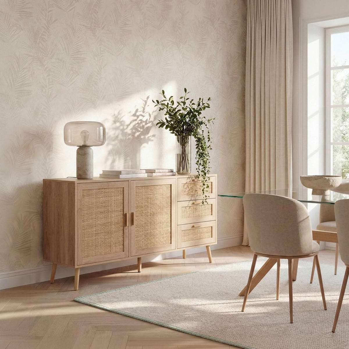ANRICHTE NIEDRIGE Tahiti Natürlich 148 cm x 79 cm - Naturfarben, Holzwerkstoff (148/79/40cm) - Klast Home