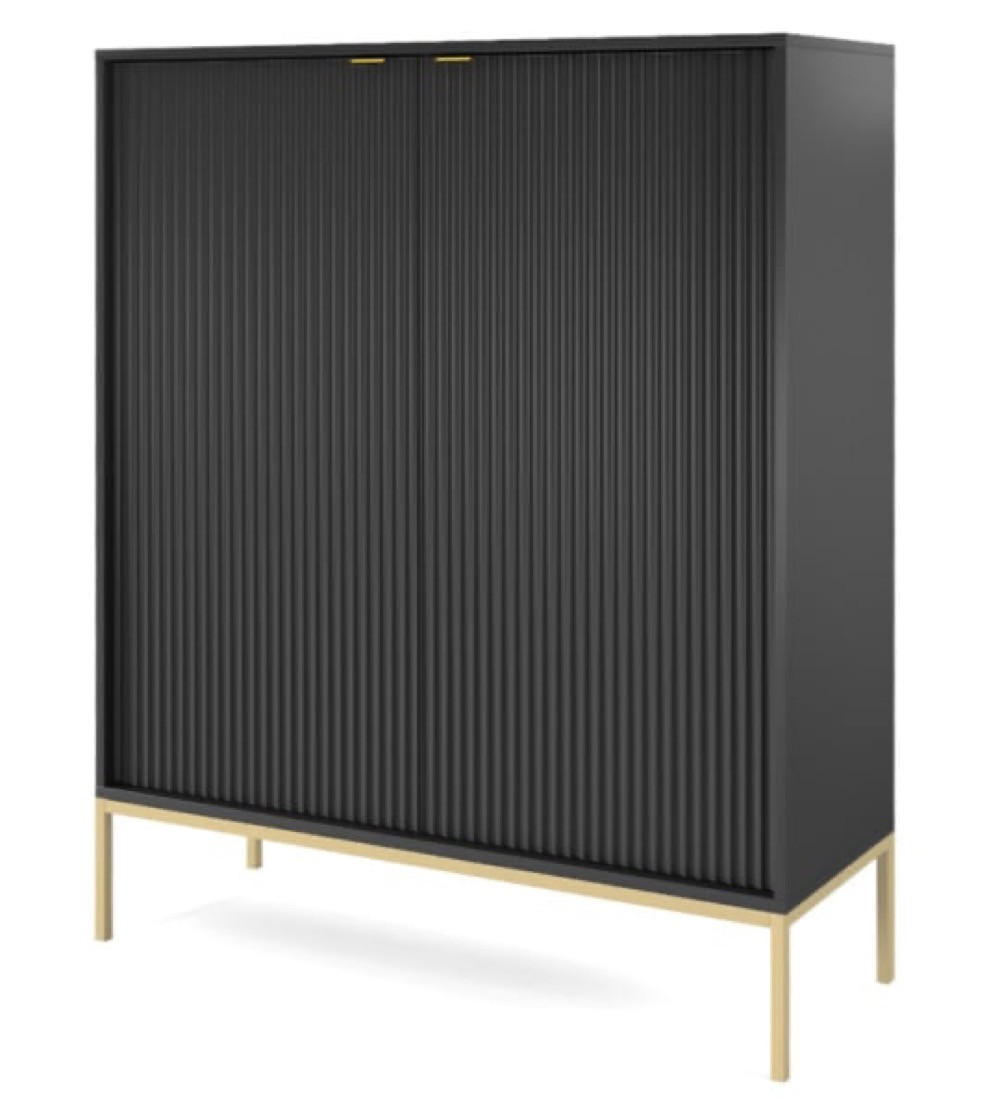 KOMMODE Schwarz NEW K104 Mit Goldfarbenen Beinen - Schwarz, Holzwerkstoff (104/125/39cm) - Sepro Meble