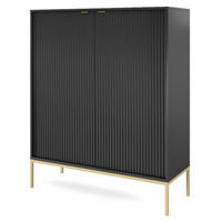 KOMMODE Schwarz NEW K104 Mit Goldfarbenen Beinen - Schwarz, Holzwerkstoff (104/125/39cm) - Sepro Meble
