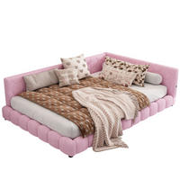 POLSTERBETT 140×200 cm aus Vliesimitat-Stoff mit LED-Beleuchtung und USB-Typ-C-Anschluss, rosa - Rosa, Textil (140/200cm) - Luhomfu