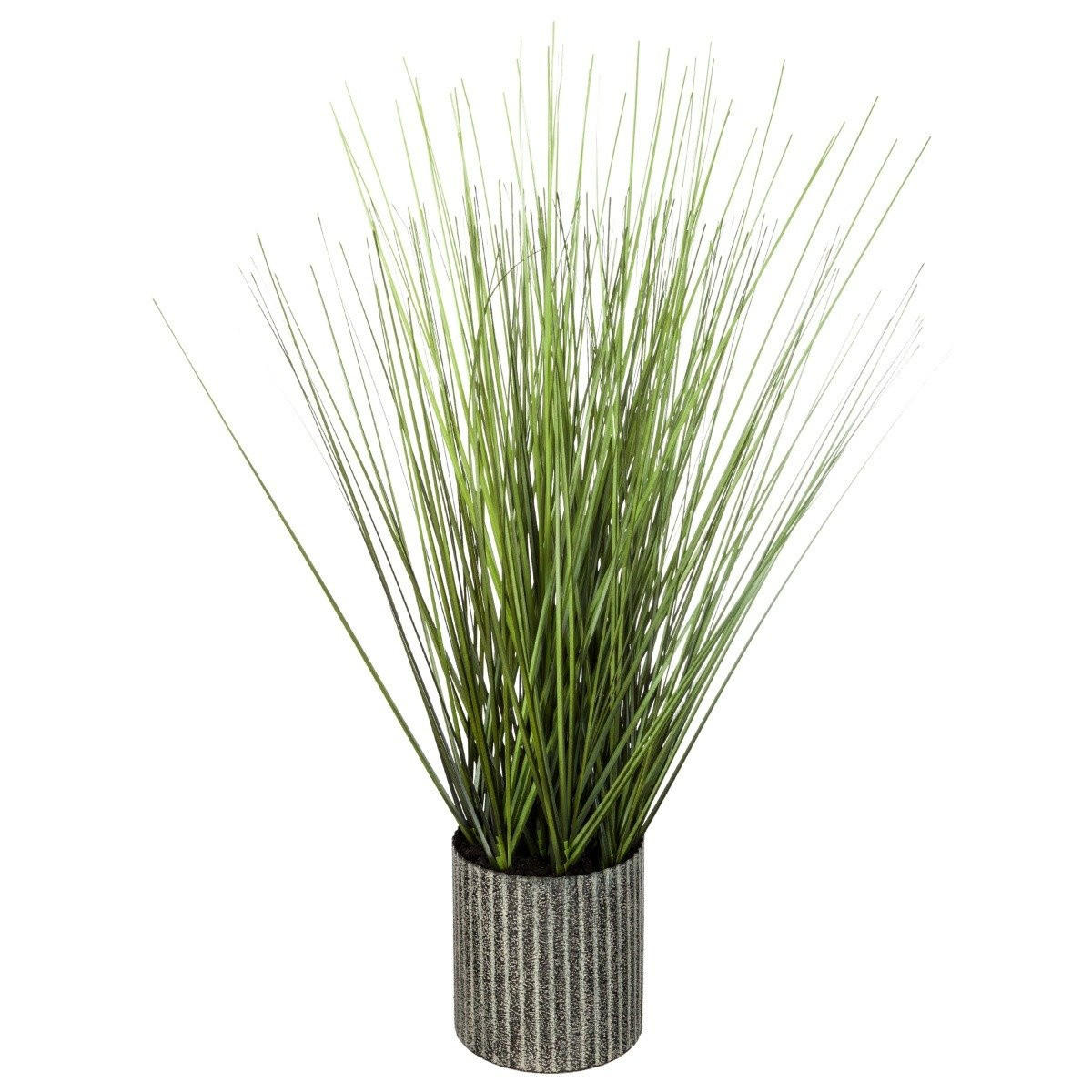 DEKOPFLANZE grauer Topf Gras 23/23/45,8 cm - Grün, Kunststoff (45.8cm) - Atmosphera Createur d´interieur