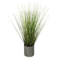 DEKOPFLANZE grauer Topf Gras 23/23/45,8 cm - Grün, Kunststoff (45.8cm) - Atmosphera Createur d´interieur