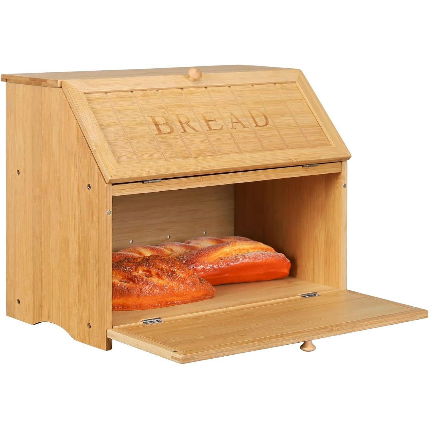 BROTKASTEN Bambus 2 Etagen 39 cm - Hellbraun, Naturmaterialien (24.9/32/38.9cm)
