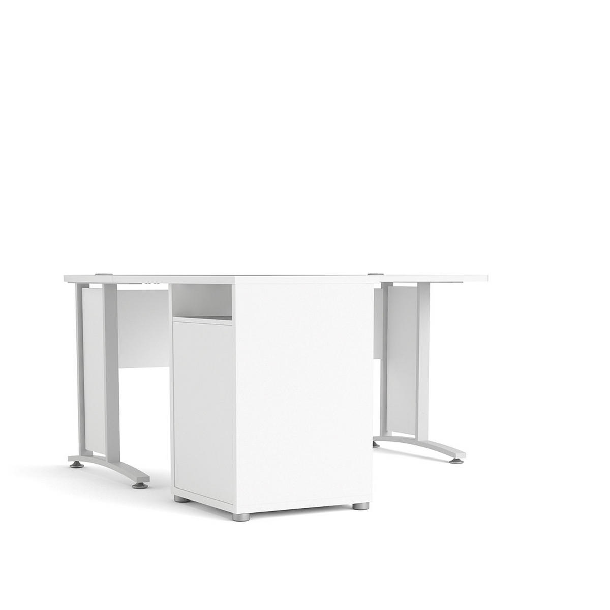 ECKSCHREIBTISCH Weiß - Beige, Holzwerkstoff (151/159/75cm) - ebuy24