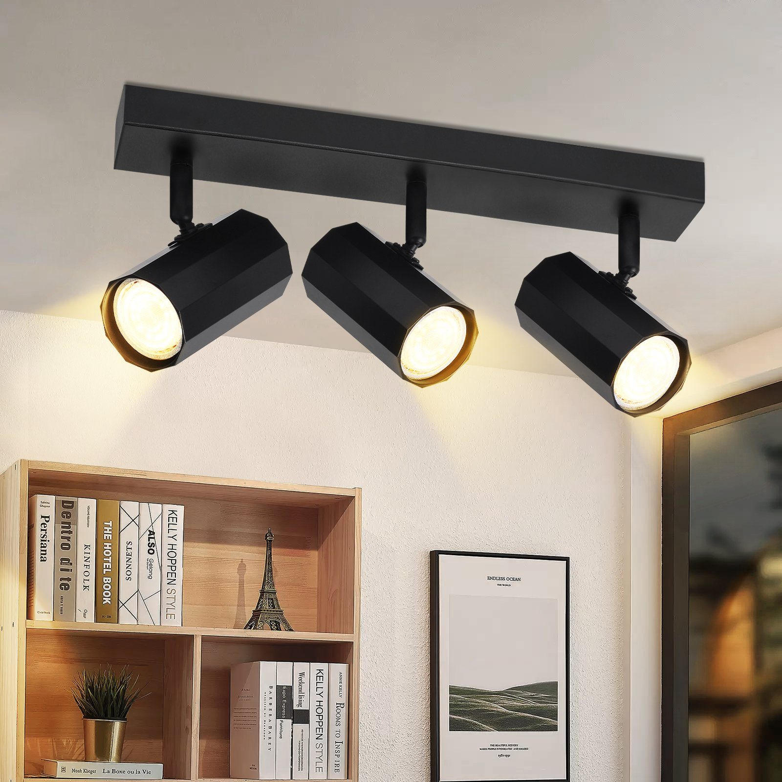 DECKENSTRAHLER Gerhard 10.5/5.9/39cm - Schwarz, Metall (10.5/5.9/39cm) - ZMH