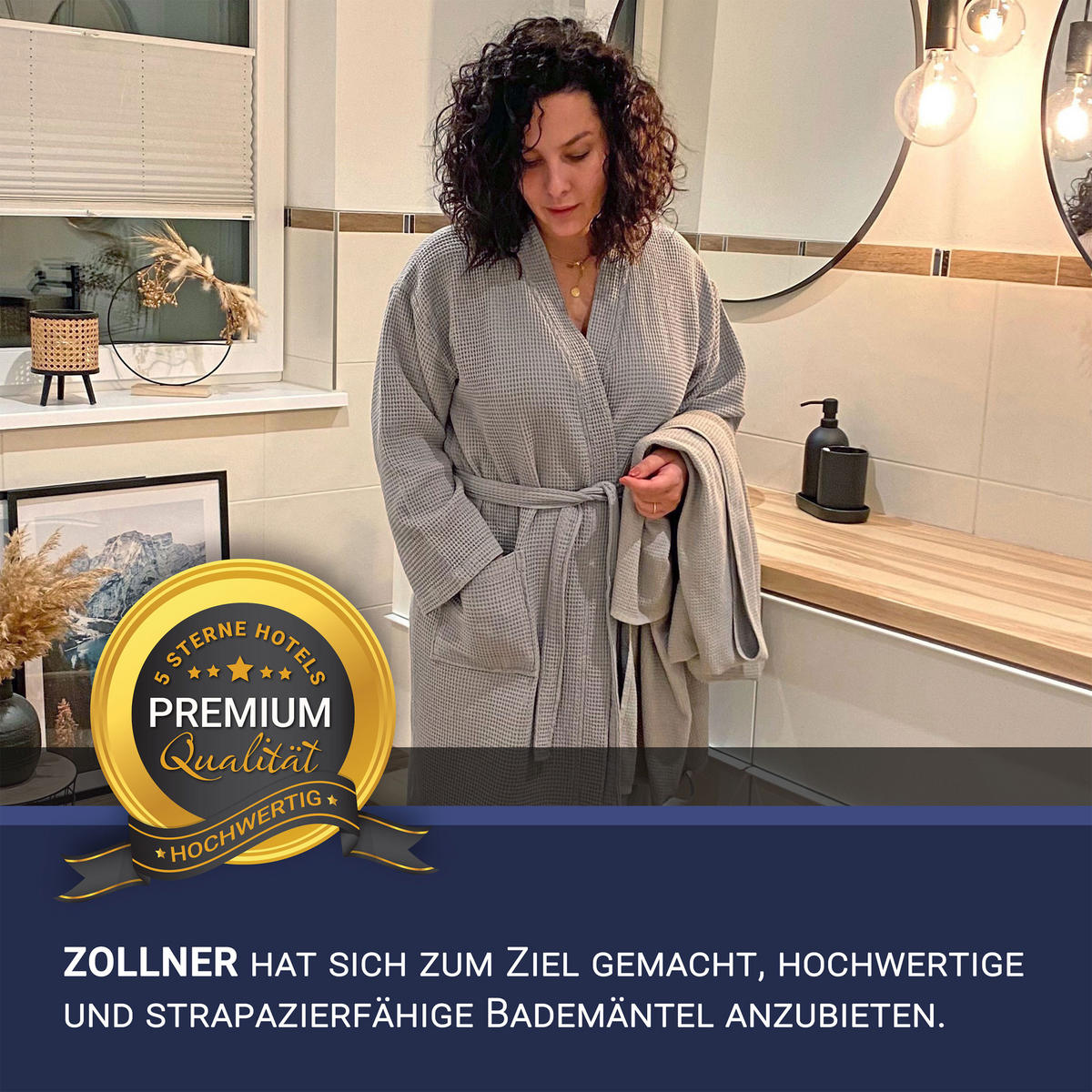 BADEMANTEL, S, 100% Baumwolle, Braun - Grau, Textil (Scm) - Zollner