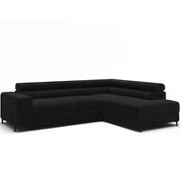 ECKSOFA COLESIO L-Form, Schlaffunktion, Bettkasten, verstellbare Kopfstützen, Wellenfederung, Metallfüße, breiter Cordstoff - Schwarz, Kunststoff/Metall (204/269cm) - Wohnideebilder
