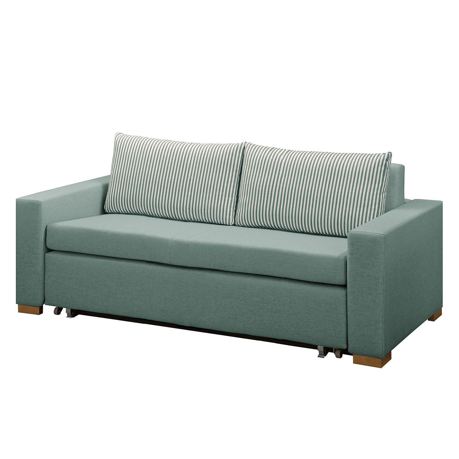SCHLAFSOFA - Webstoff - Braun/Mintgrün, Birkenholz/Textil (190/90/90cm) - home24