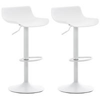 BARHOCKER 2er Set Kunststoff weiß - Walnussfarben/Weiß, Kunststoff/Metall (43/69/44cm) - CLP