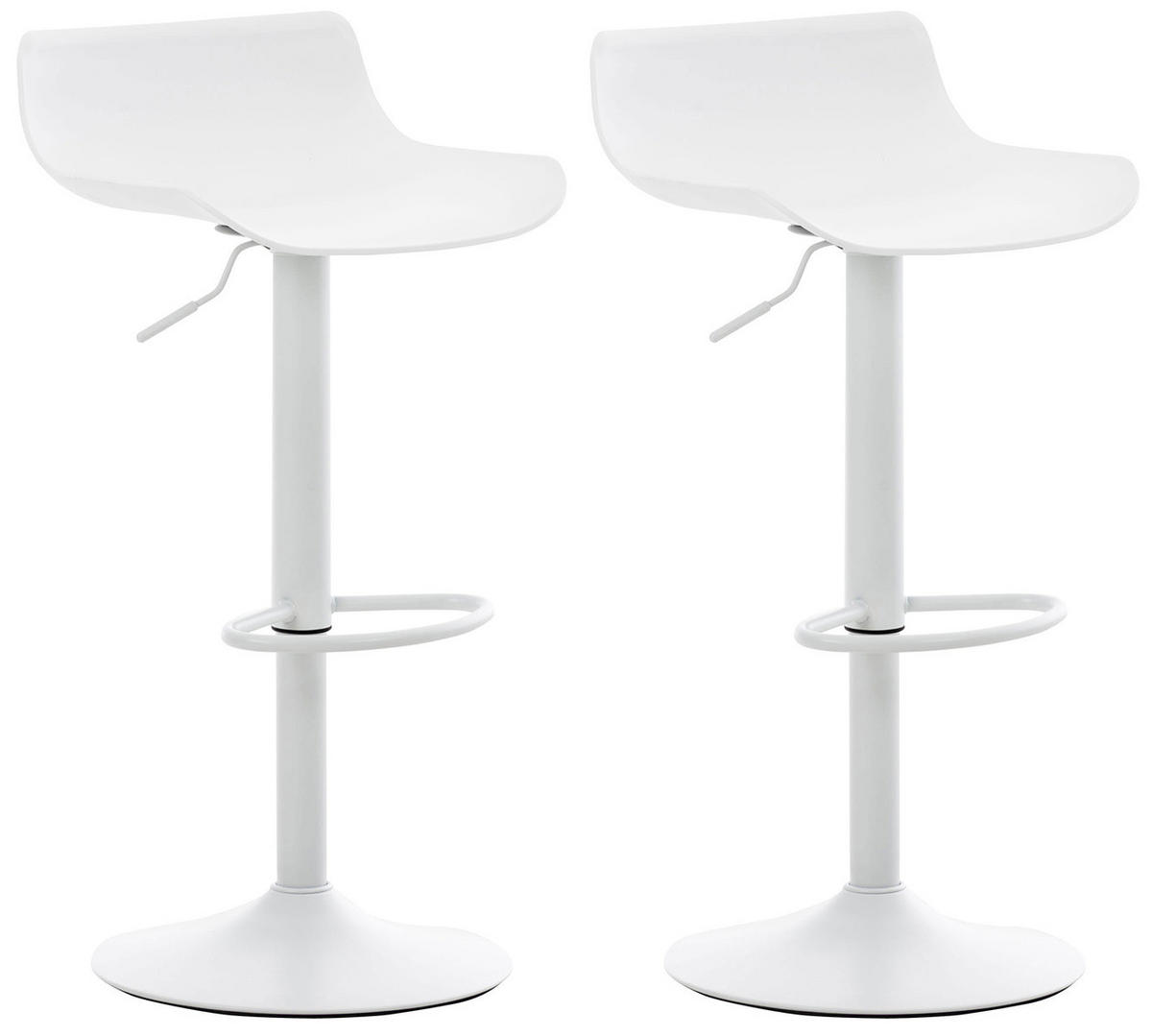 BARHOCKER 2er Set Kunststoff weiß - Walnussfarben/Weiß, Kunststoff/Metall (43/69/44cm) - CLP