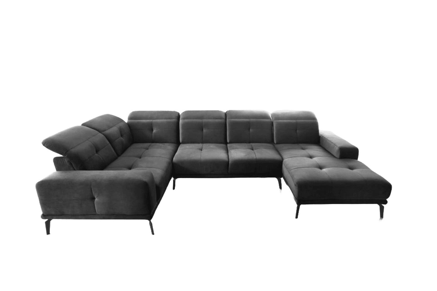 WOHNLANDSCHAFT mit Sitztiefenverstellung, wasserabweisender Nube-Stoff der Spitzenklasse - Dunkelgrau/Schwarz, Textil/Metall (350/77/210cm) - Eltap