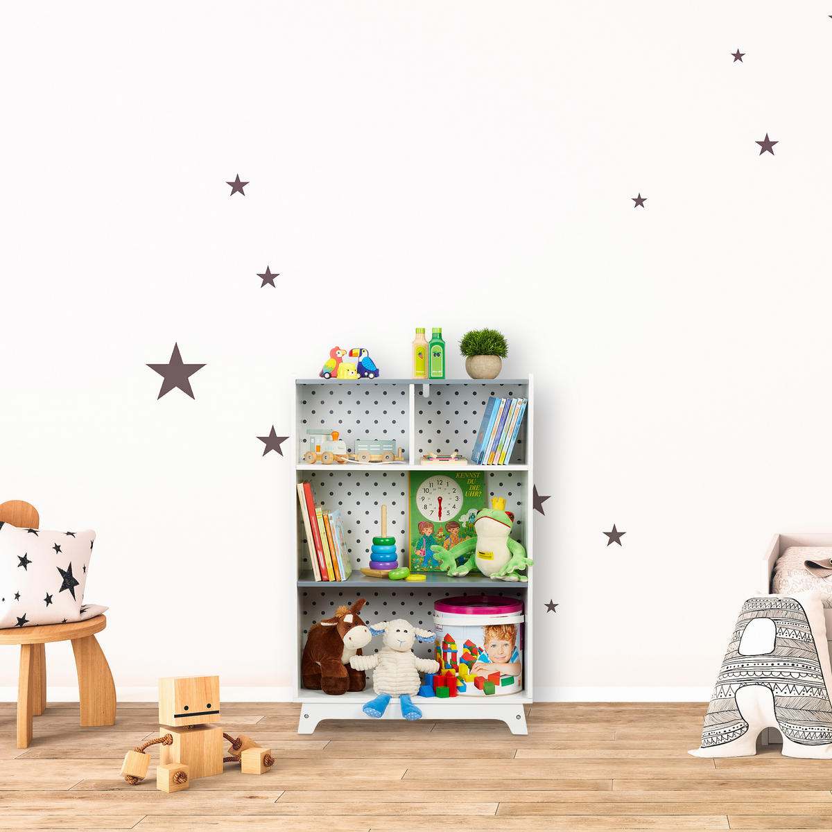 KINDERREGAL - Weiß, Holzwerkstoff (60/90/30cm) - Relaxdays