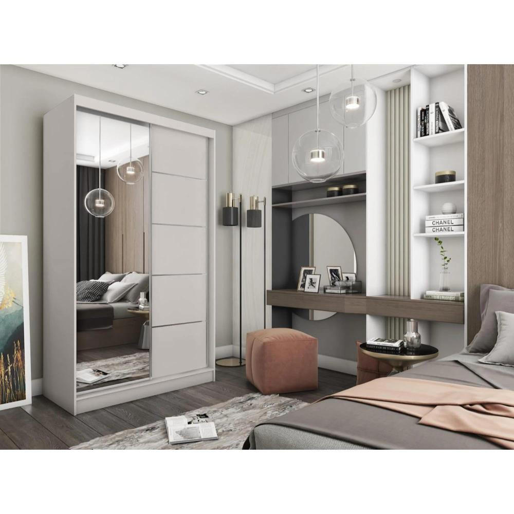 SCHWEBETÜRENSCHRANK Marika II 120/216/61 kaschmir mit Spiegel und Schubladen - Kaschmir, Holzwerkstoff (120/216/61cm) - Beautysofa