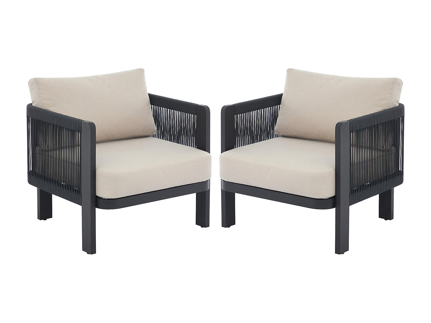 GARTENSESSEL - 2 -Sitzer - Aluminium - schwarz - HELYSI - Schwarz, Metall (76/66/74cm) - Vente-Unique