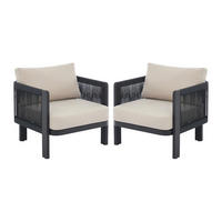 GARTENSESSEL - 2 -Sitzer - Aluminium - schwarz - HELYSI - Schwarz, Metall (76/66/74cm) - Vente-Unique