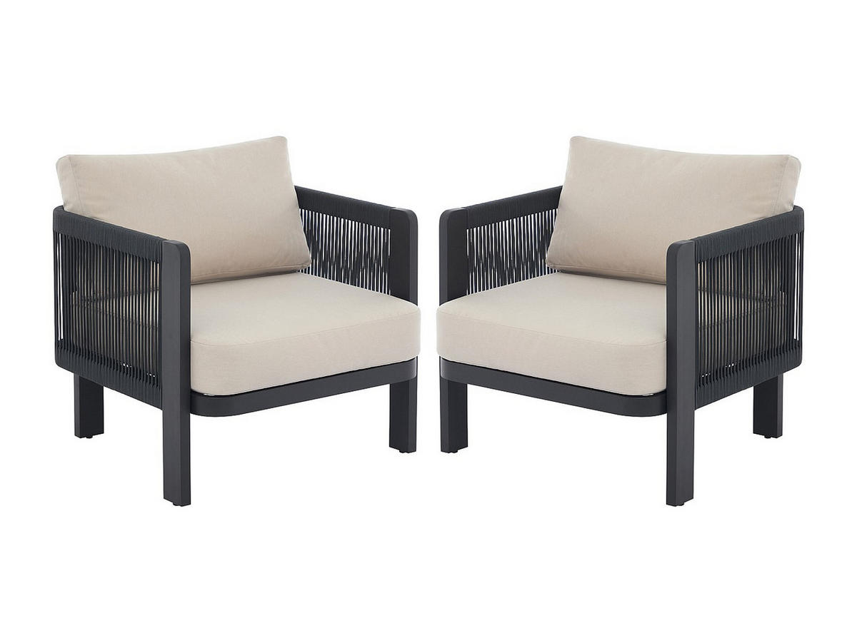 GARTENSITZGRUPPE im Set - 5 -Sitzer - Aluminium - schwarz - HELYSI - Schwarz, Metall - Vente-Unique