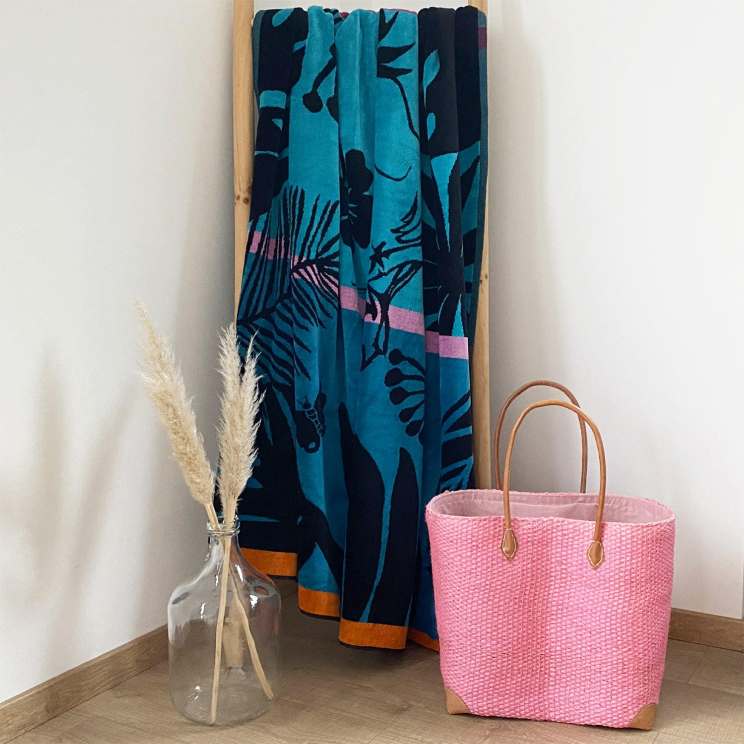 STRANDTUCH Frottee Velours Jacquard Kala 140x180 400g/m² - Blau, Textil (140/180cm) - LE COMPTOIR DE LA PLAGE