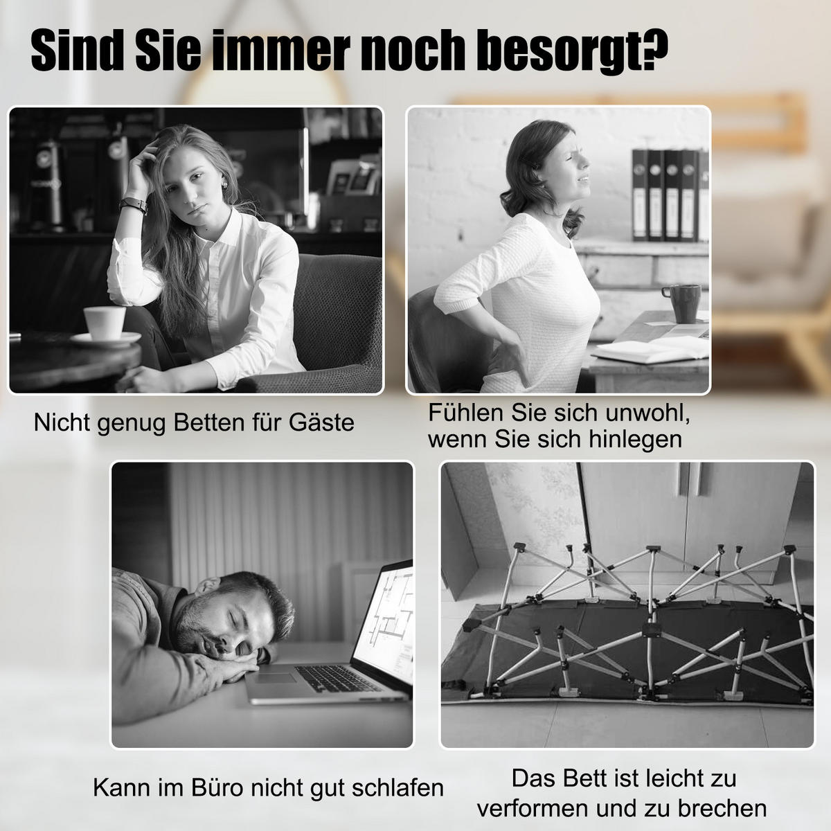 GASTEBETT Beige - Beige, Metall - COSTWAY