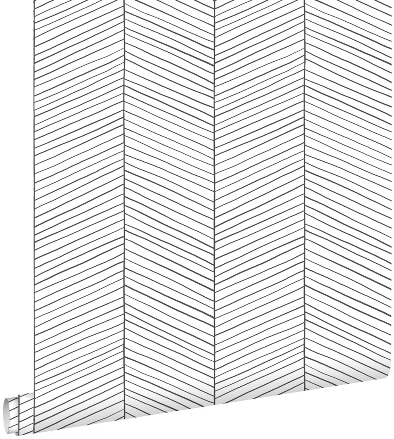 TAPETE Fischgrätmuster 53 cm x 10.05 m - Schwarz, Papier (53/1000cm) - ESTAhome