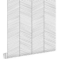 TAPETE Fischgrätmuster 53 cm x 10.05 m - Schwarz, Papier (53/1000cm) - ESTAhome