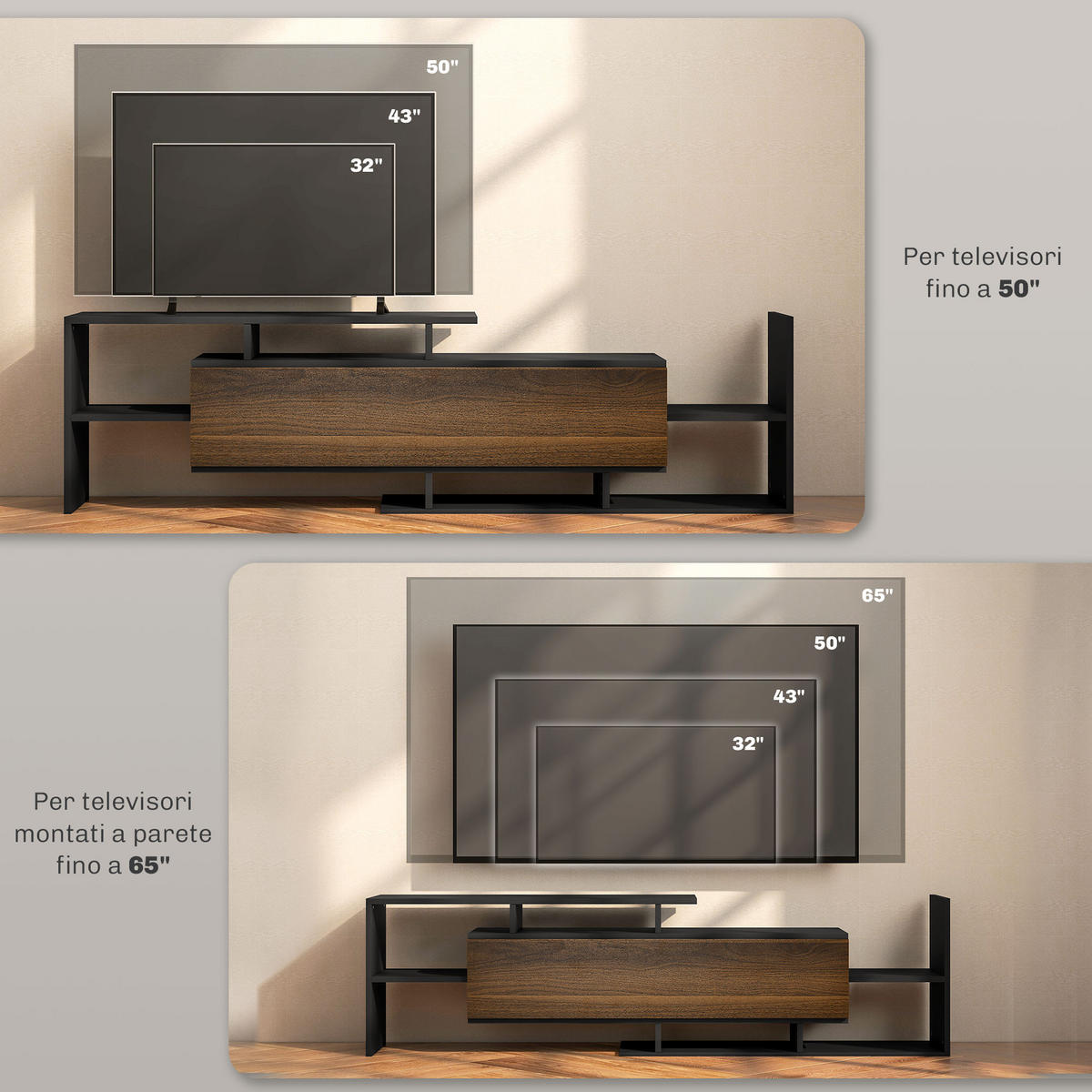 TV-MÖBEL Multicolor 1 Stück - Multicolor, Holzwerkstoff (153.6/42/25cm) - GiPP