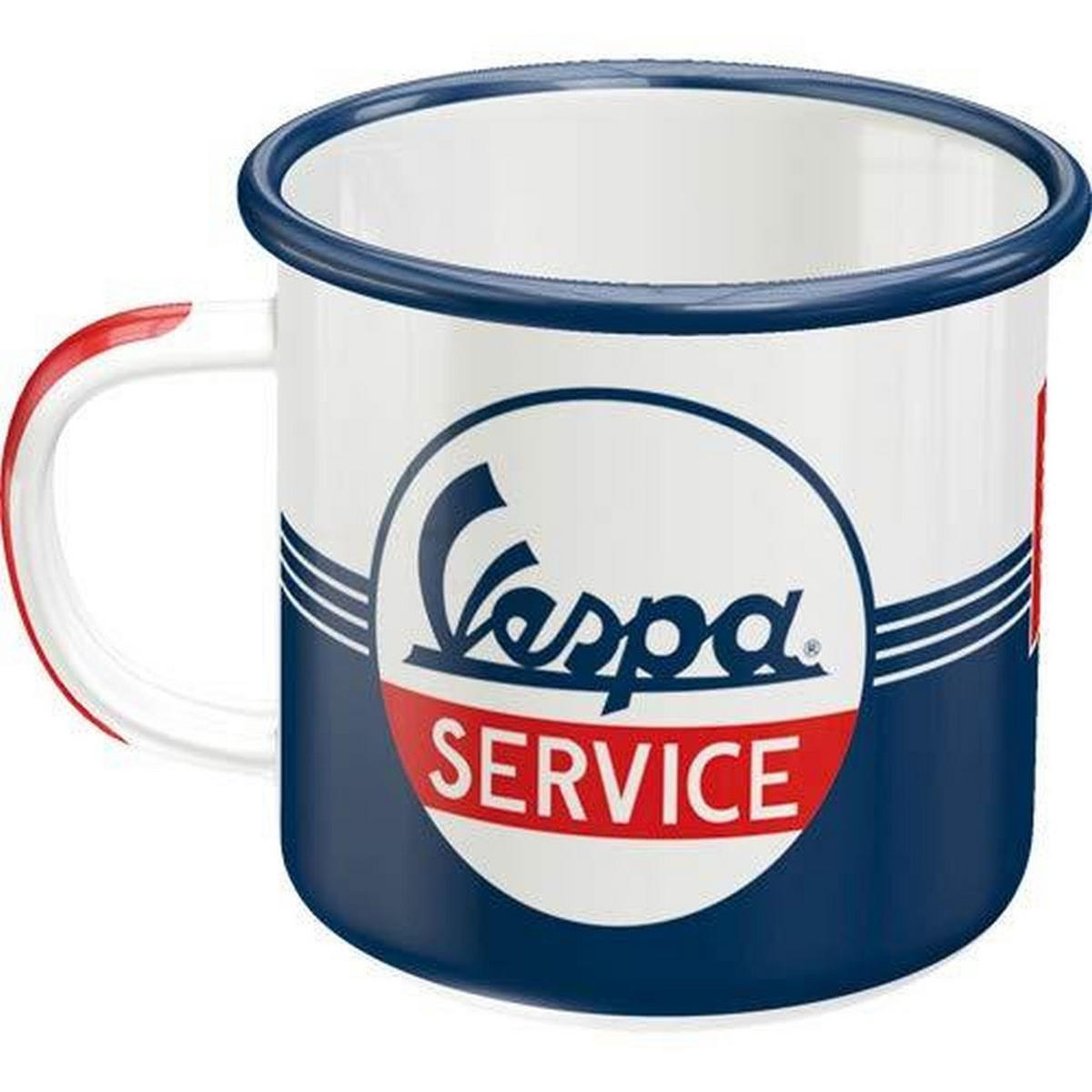 EMAILLE-BECHER 360 ml Vespa Service - Kirschrot/Weiß, Metall (0.36L) - Nostalgic-Art