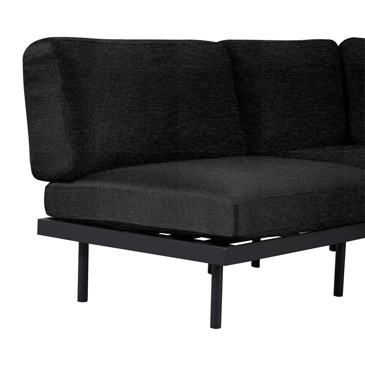 OUTDOOR-ECKSOFA - Schwarz, Textil/Metall (172/80/172cm) - home24