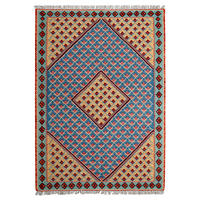 HANDWEBTEPPICH Kelim Senneh Blau 151/108 cm - Blau, Textil (108/151cm) - Looma