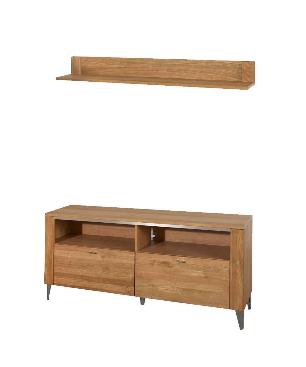 LOWBOARD MIT WANDREGAL Latina Honig Eiche 2-teilig - Braun, Holz/Holzwerkstoff (155/70/42cm) - Feldmann-Wohnen