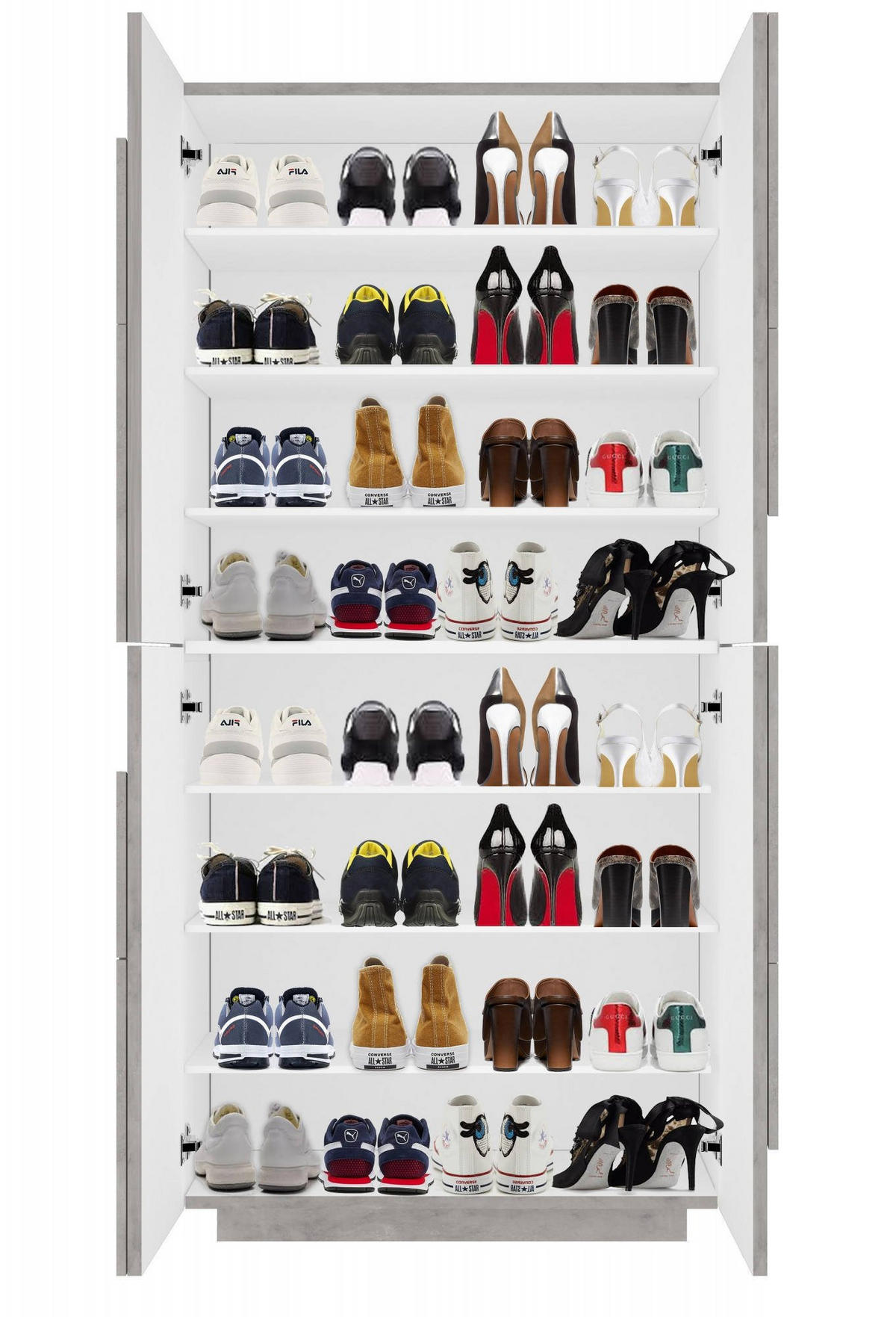 SCHUHSCHRANK Zement 38/81/167 cm - Grau, Holzwerkstoff (81/168/38cm) - DMORA