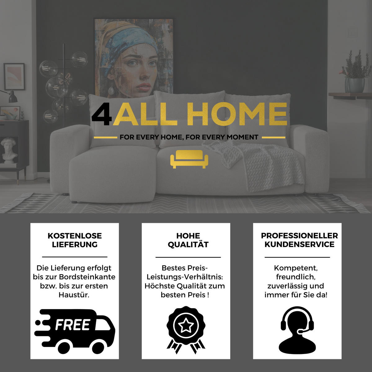 ECKSOFA Travis mit Bettkasten und Schlaffunktion, L-Form, Boucle, Universal - Beige, Holzwerkstoff (248/148cm) - 4ALL HOME