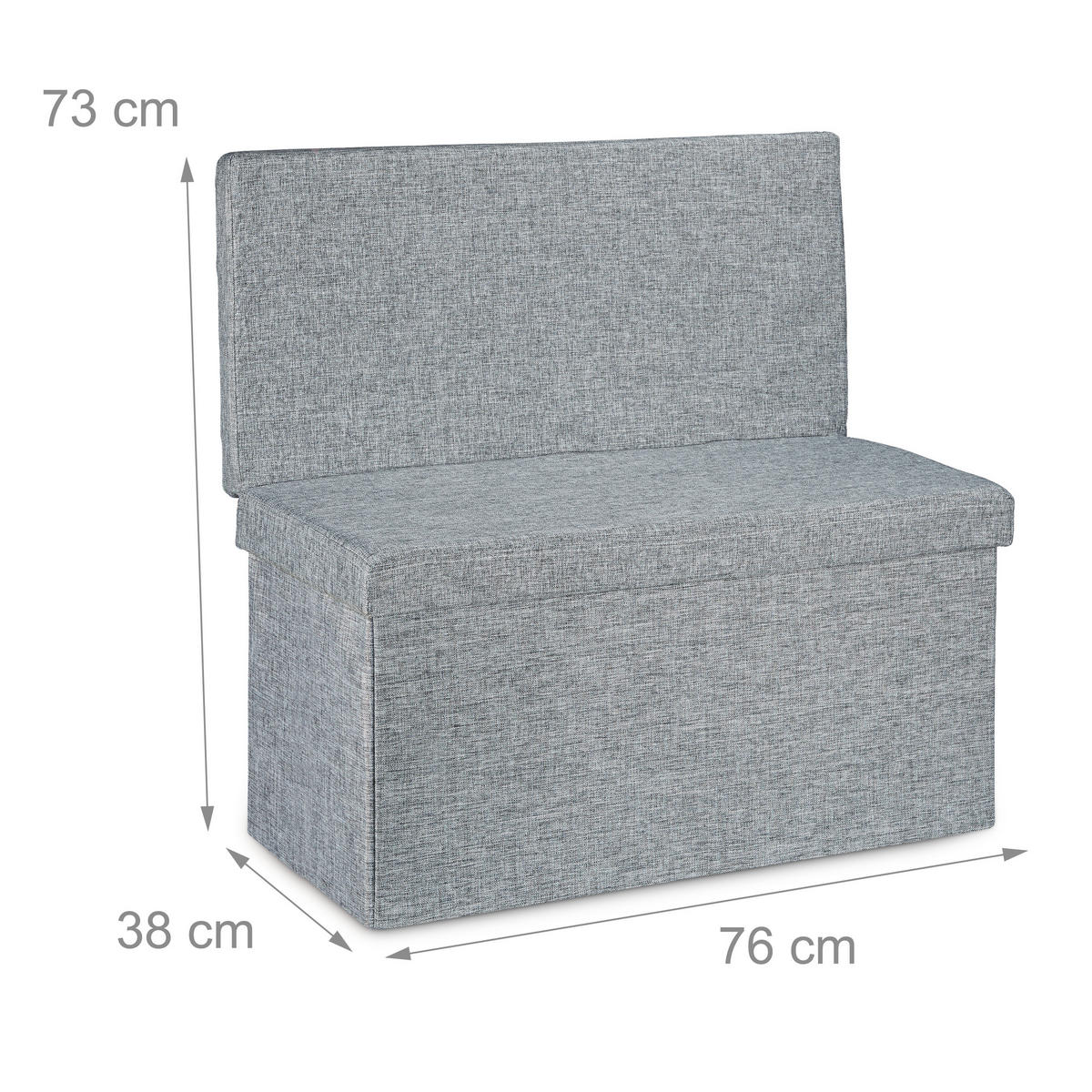 FALTBARER Sitzhocker - Grau, Holzwerkstoff/Textil (76/73/38cm) - Relaxdays