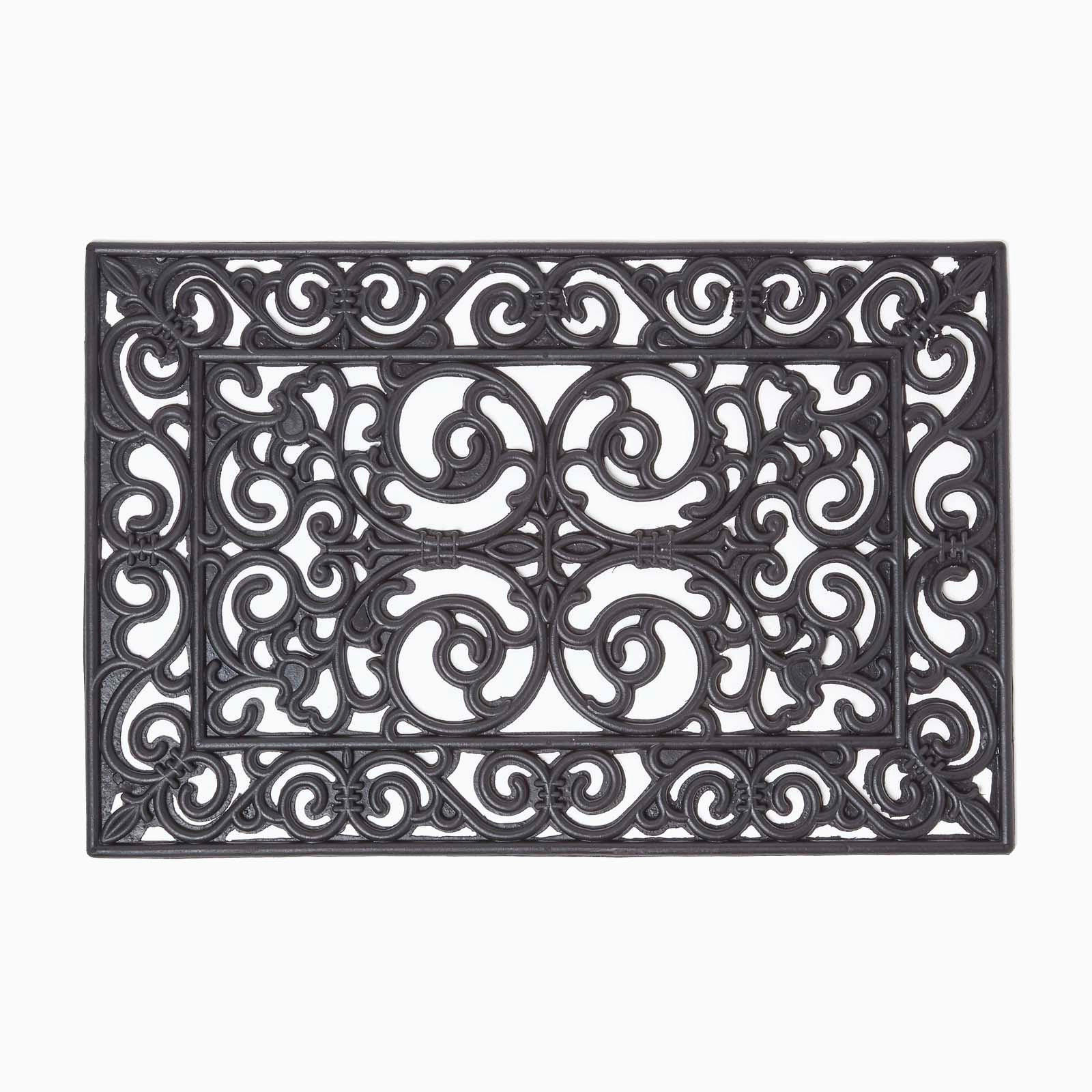 FUSSMATTE Ornament, Gummi 40/60 cm - Schwarz, Naturmaterialien (40/60cm) - Homescapes