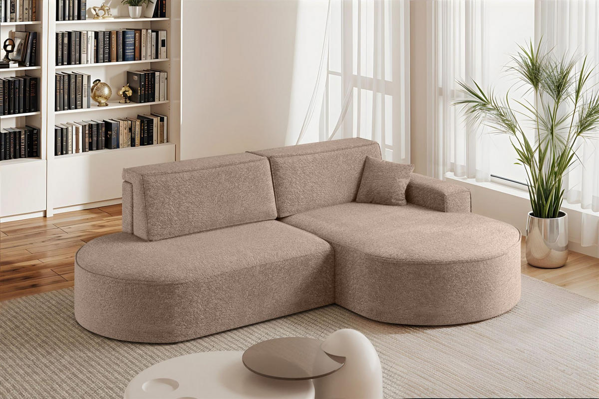 ECKSOFA Venedig Mit Schlaffunktion - Sandfarben, Holzwerkstoff/Textil (278/179cm) - Fun Möbel
