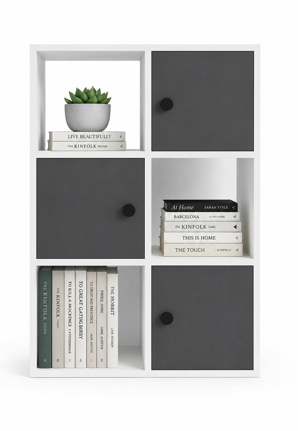 BÜCHERREGAL Tilton Weiss Anthrazit - Weiß/Grau, Holzwerkstoff (25/93/72cm) - Decorotika