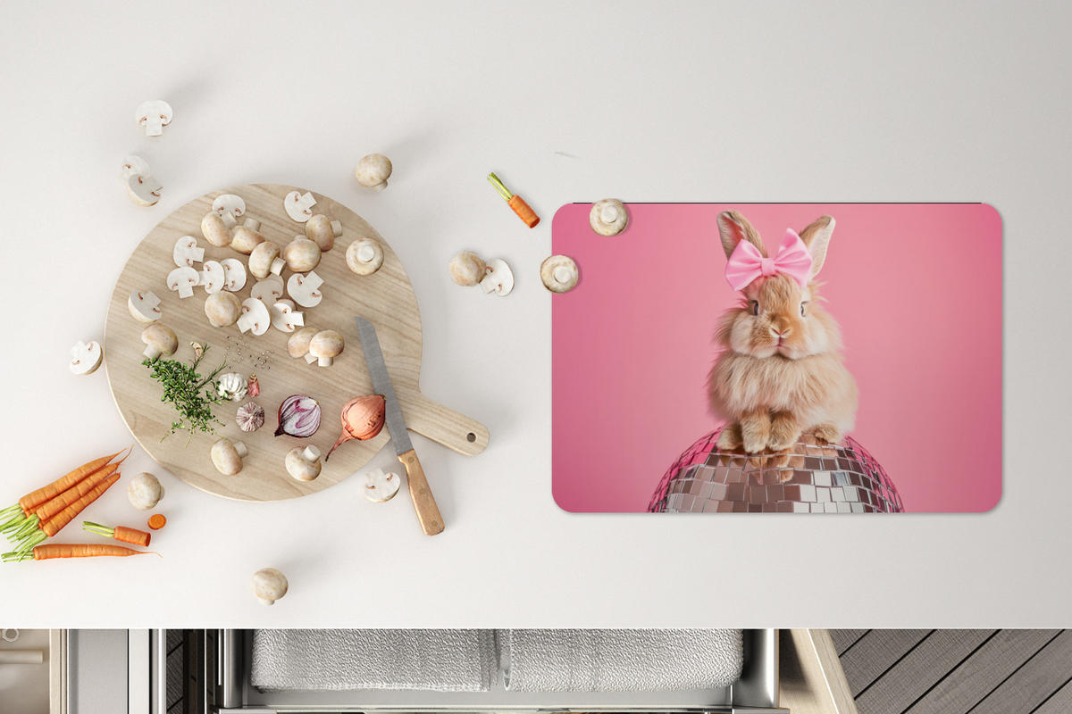 PLATZSETS 6er-Set Schleife - Discoball - Kaninchen Unterlage 45x30 cm - Pink, Kunststoff (0.3/45/30cm) - MuchoWow