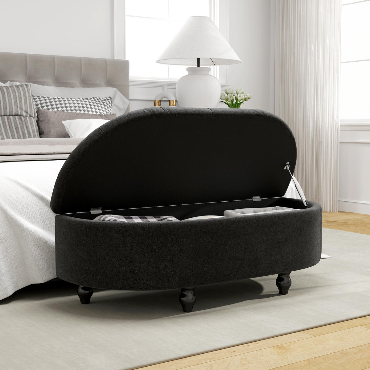 SITZBANK Polsterbank - Dunkelgrau, Kunststoff (46/42/120cm) - HOMCOM