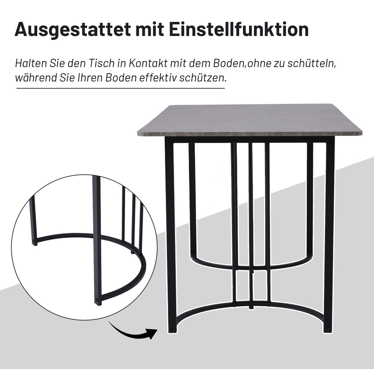 ESSTISCH 140x80x75 cm in Grau und Schwarz aus MDF mit Marmoroptik auf geometrischem Metallgestell - Grau, Holzwerkstoff (140/80/75cm) - Modfu