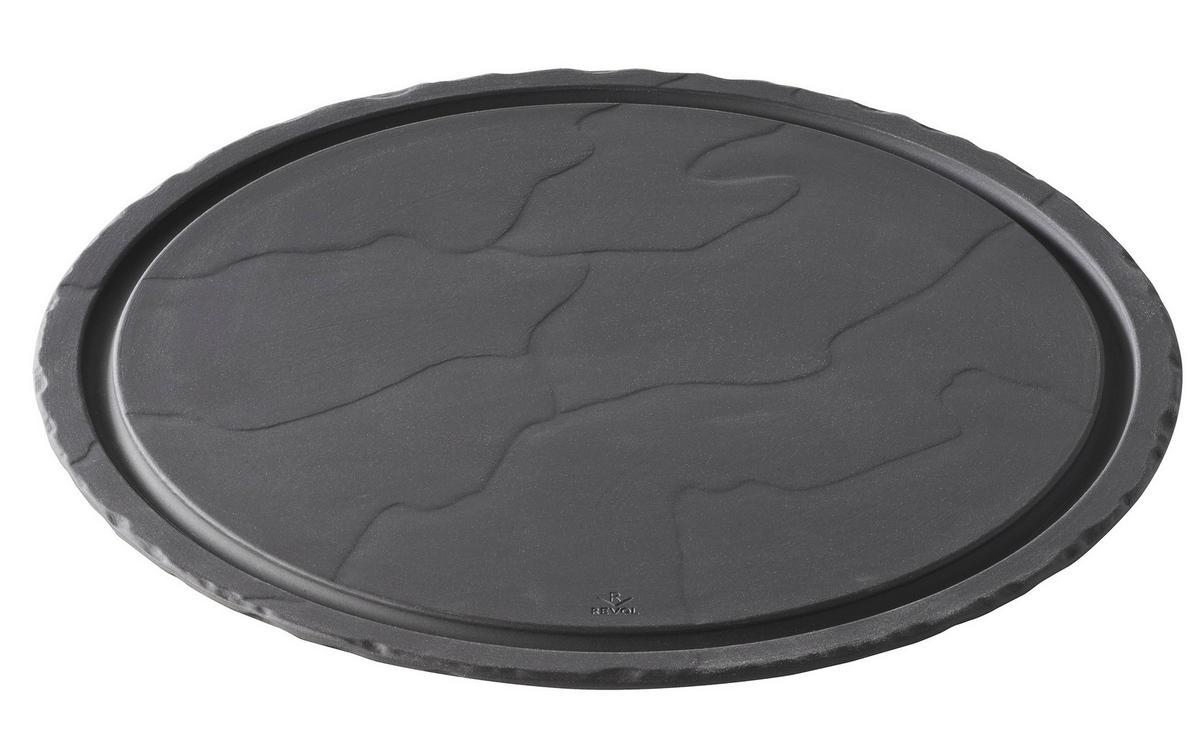 STEAKTELLER 30 cm Schieferoptik, rund - Schieferfarben, Keramik (30cm) - Revol Porcelaine France